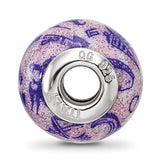 Sterling Silver 925 Polished Purple Glass Bead Elegant Italian Design